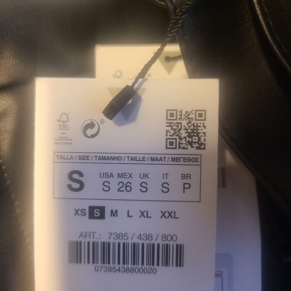 Zara pants leather faux straight leg black womens high waisted 5 Pockets zip - Picture 13 of 16